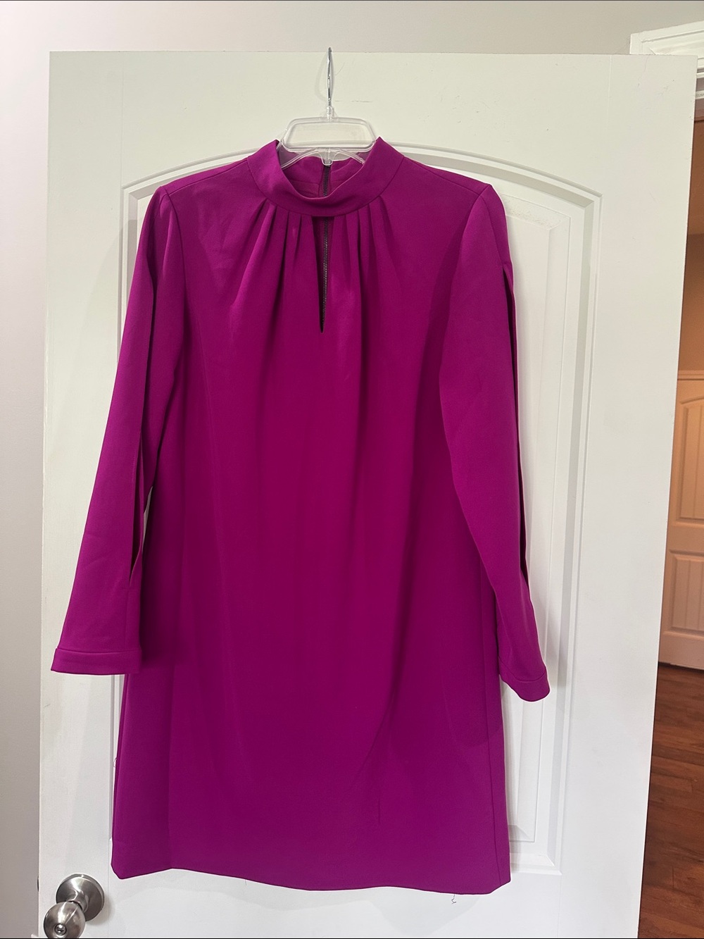 Alex Marie Magenta Long-Sleeve Mock Neck Shift Dress